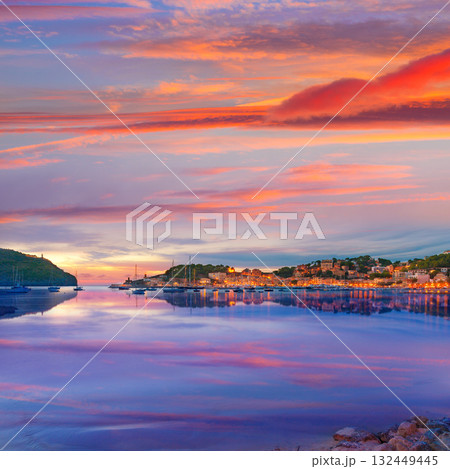 Port de Soller sunset in Majorca at Balearic island 132449445