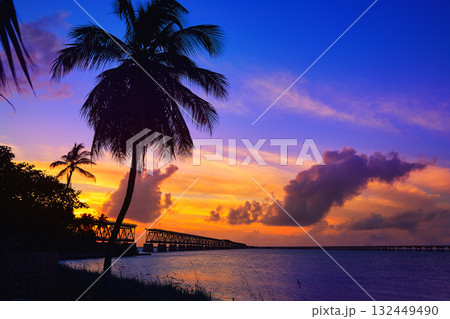Florida Keys old bridge sunset at Bahia Honda Florida Keys old bridge sunset at Bahia Honda 132449490