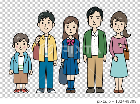 人物素材:友善溫馨的五口之家 人物素材:友善溫馨的五口之家 132449809