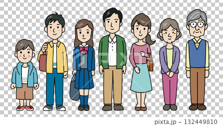 Character material: A friendly and heartwarming family of seven Character material: A friendly and heartwarming family of seven 132449810