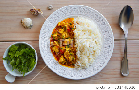 Chicken curry dish indian recipe 132449910
