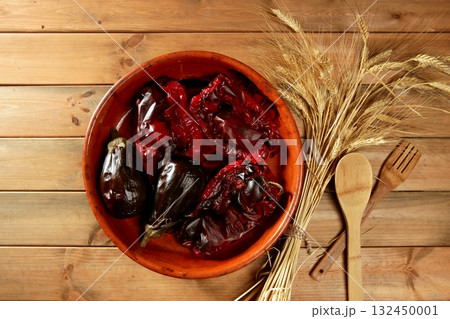 Eggplant and peppers roasted & wheat ear spike Eggplant and peppers roasted & wheat ear spike 132450001