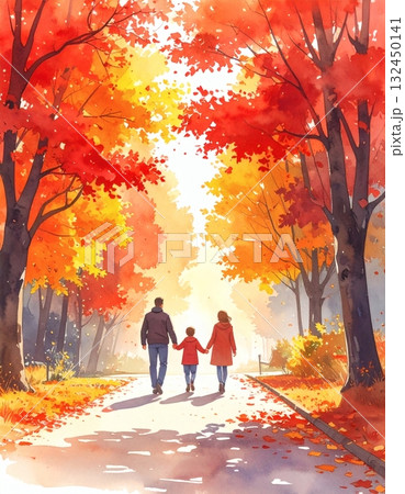 紅葉の並木道 132450141