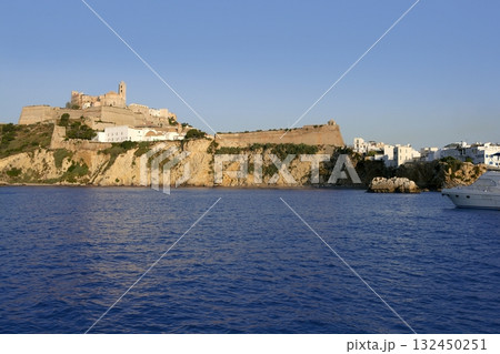 Ibiza Balearic Mediterranean white island in Spain 132450251