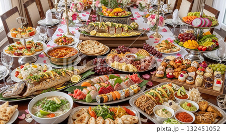 テーブルいっぱいのごちそう 132451052