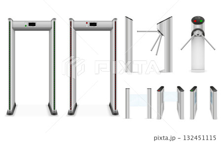 metal detector frame and turnstile cartoon stock vector illustration 132451115