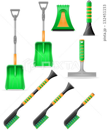 tools car snow removal cartoon stock vector illustration 132451153