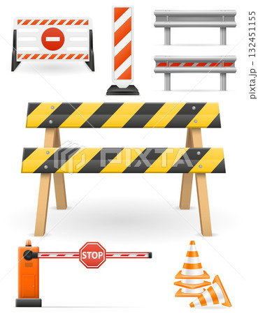 road barriers to restrict traffic transport cartoon stock vector illustration 132451155