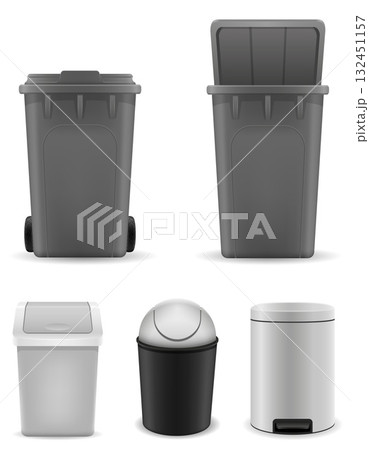 trash bucket container recycling bin cartoon stock vector illustration 132451157