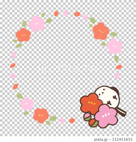 New Year's Long-tailed Tit Frame | Scandinavian-style floral pattern and plum blossoms 132451655