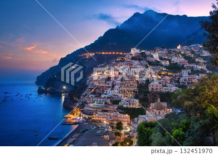 Positano and Sunset 132451970
