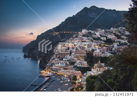 Positano and Sunset 132451971