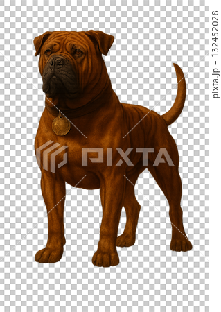 土佐犬透明材質 | 在日本被稱為鬥犬的大型日本犬的逼真插圖 132452028