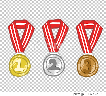三色獎牌插圖 132452190