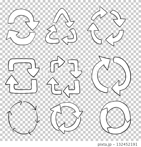 圓形箭頭的單色插圖 132452191