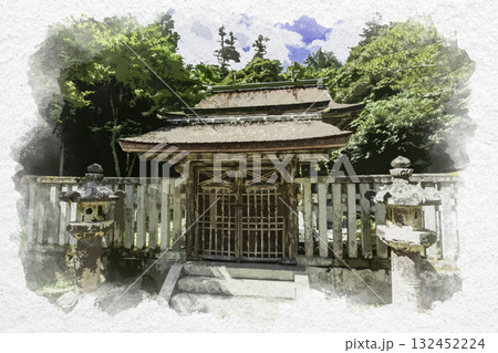 水彩画風 鳥取東照宮 唐門 鳥取県鳥取市 水彩画風 鳥取東照宮 唐門 鳥取県鳥取市 132452224