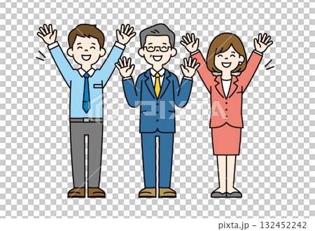 微笑和歡呼，男女經理和員工，全身向量插圖 set_color 132452242