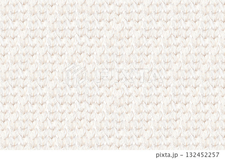 暖かいオフホワイトのニット生地の水彩イラスト。 132452257