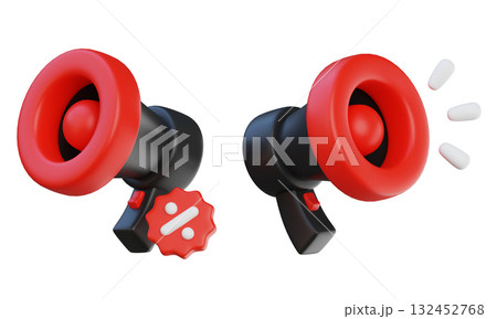 cartoon style black friday megaphone 3D graphic 132452768