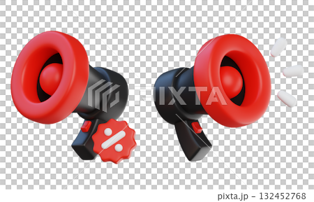 cartoon style black friday megaphone 3D graphic 132452768