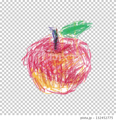 Crayon's poorly drawn fruit illustration_apple Crayon's poorly drawn fruit illustration_apple 132452775
