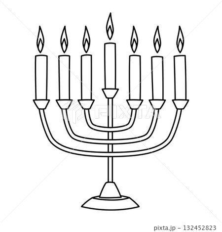 Happy Hanukkah menorah sicon. Holiday object in cartoon style. 132452823