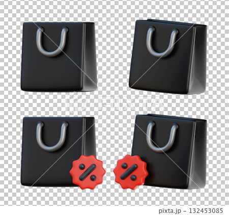cartoon style black friday shopping bag with discount mark 3D graphic cartoon style black friday shopping bag with discount mark 3D graphic 132453085