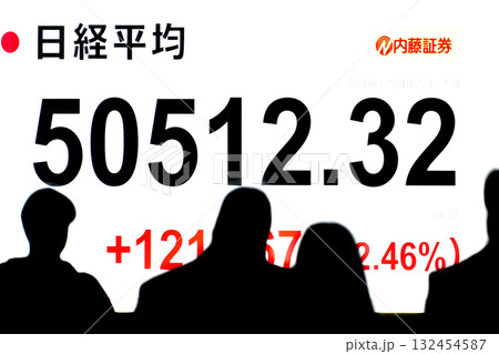 日本の東京都市景観初5万円突破・日経平均株価5万0512円32銭・株価/終値＝27日、日本橋兜町 132454587
