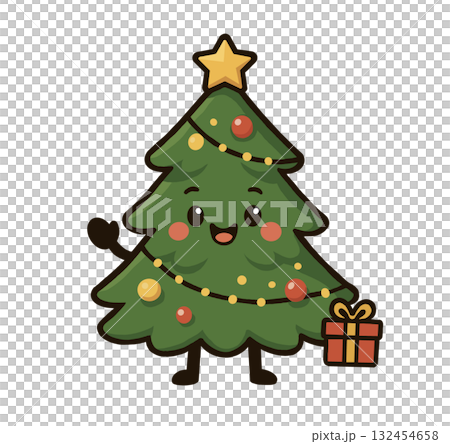 Cartoon Christmas tree with gifts Cartoon Christmas tree with gifts 132454658
