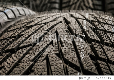 Winter tire tread close-up Winter tire tread close-up 132455245