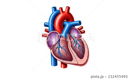 Human Cardiovascular System with Oxygenation Color Coding Human Cardiovascular System with Oxygenation Color Coding 132455493