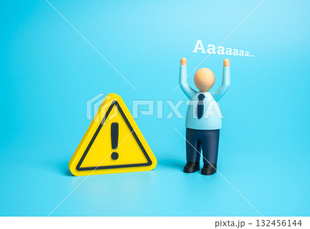 An office worker panics after receiving a threat. Financial problems and work disruptions. Psychological stress, crisis situations, and emotional instability in the workplace An office worker panics after receiving a threat. Financial problems and work disruptions. Psychological stress, crisis situations, and emotional instability in the workplace 132456144