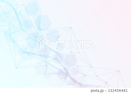 Health care or medical abstract background with hexagons, lines and dots. Scientific innovation banner template concept. Biology and pharmaceutical technology background. Vector illustration. 132456481