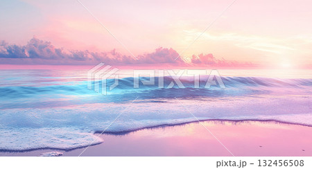 Gentle Ocean Wave Ripples Reflecting the Sky Soft Hues Creating a Tranquil Seascape Background Gentle Ocean Wave Ripples Reflecting the Sky Soft Hues Creating a Tranquil Seascape Background 132456508