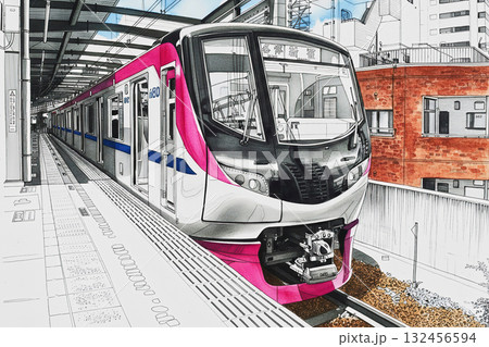 京王線 新宿行き 水彩画 ペン画 電車 府中駅 京王 5000系 京王線 新宿行き 回送 電車 京王線 新宿行き 水彩画 ペン画 電車 府中駅 京王 5000系 京王線 新宿行き 回送 電車 132456594