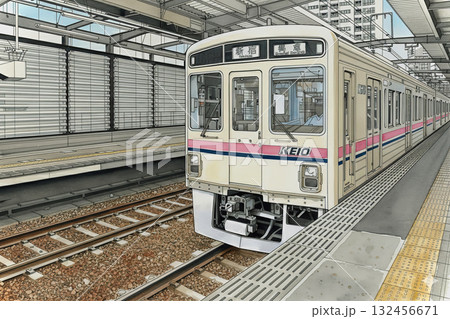 京王線 水彩画 ペン画 新宿行き 府中駅 府中駅ホーム 各駅停車 京王線 水彩画 ペン画 新宿行き 府中駅 府中駅ホーム 各駅停車 132456671