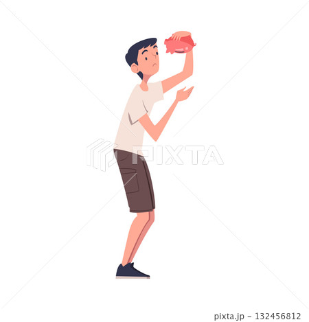 Man with Empty Pockets Sad in Standing Pose Vector Illustration 132456812