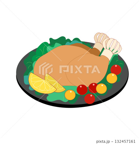 クリスマスチキンのイラスト 132457161