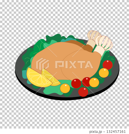 Christmas chicken illustration 132457161