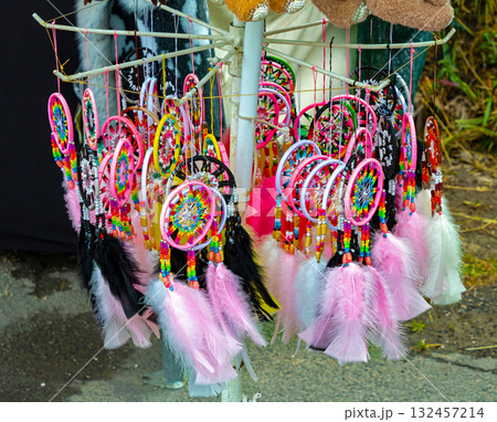 Colorful dream catchers outside Colorful dream catchers outside 132457214