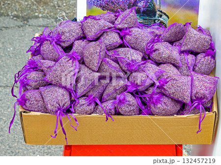 Lavender flowers in purple bags 132457219
