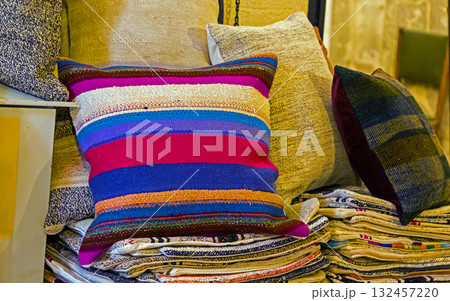 Pillows and blankets outside 132457220