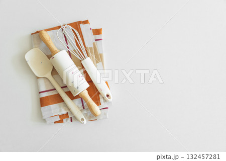 Autumn Kitchen Flat Lay with Baking Tools and Seasonal Decor Autumn Kitchen Flat Lay with Baking Tools and Seasonal Decor 132457281