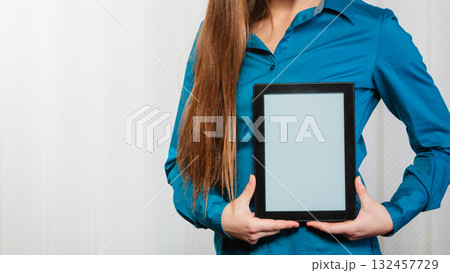 Young office worker hold tablet PC. Young office worker hold tablet PC. 132457729