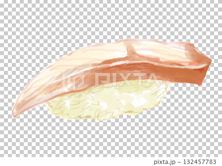 新鮮で美味しそうなはまちの握り寿司の手描き水彩イラスト 132457783