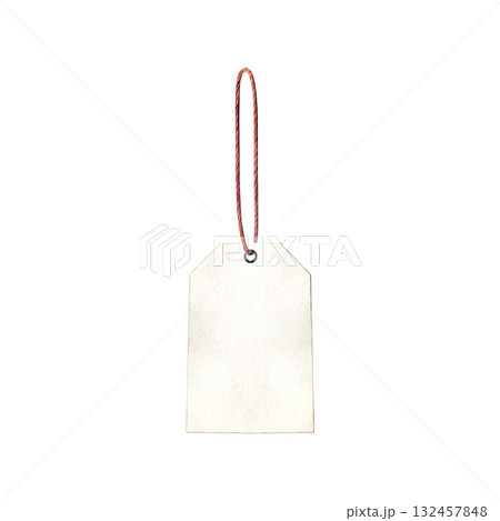 Watercolor of white gift tag. Good for postcards, invitations, greeting cards. Watercolor of white gift tag. Good for postcards, invitations, greeting cards. 132457848