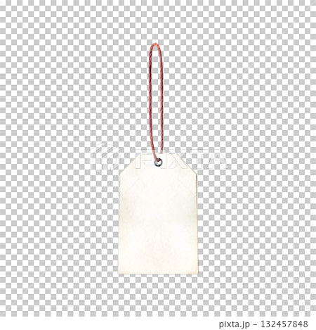 Watercolor of white gift tag. Good for postcards, invitations, greeting cards. Watercolor of white gift tag. Good for postcards, invitations, greeting cards. 132457848