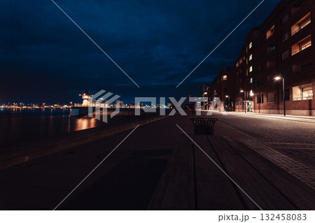 Malmo city urban landscape at night, Sweden Malmo city urban landscape at night, Sweden 132458083