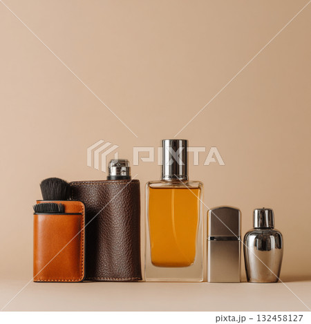 Mens Grooming and Skincare Set on Calming Background Minimalist Beauty Concept Mens Grooming and Skincare Set on Calming Background Minimalist Beauty Concept 132458127