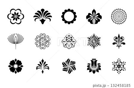 Flower icons set. Isolated elements for design. Vector graphics. 132458185